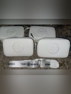 Tory Burch White Leather Logo Crossbody